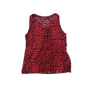 Anne Carson Red and Black Animal Print Blouse